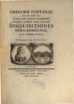 Disquisitiones physico-mathematicae