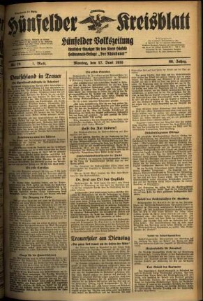 Erste Ausgabe vom Montag, den 17. Juni 1935.