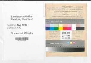Entnazifizierung Wilhelm Blumenthal , geb. 13.01.1894 (Steiger)