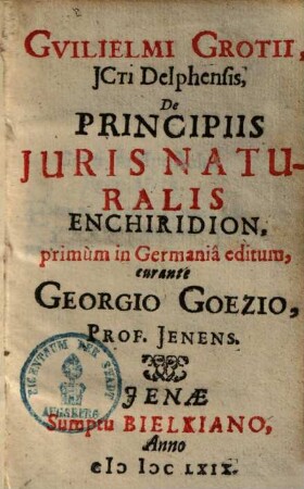 De principiis iuris naturalis enchiridion