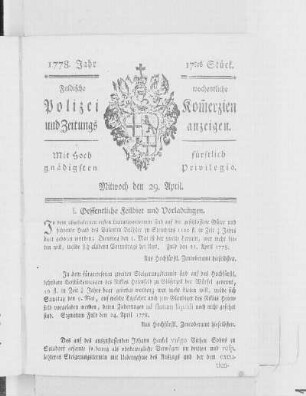 17tes Stück., Ausgabe vom 29. April 1778