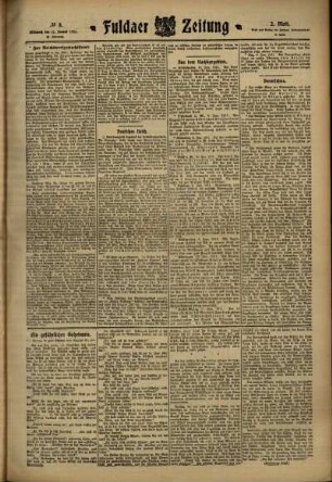 Zweite Ausgabe vom Mittwoch, den 11. Januar 1911.