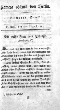 Sechstes Stück, den 8. August 1795