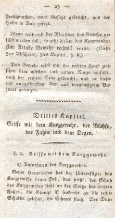 §. 1. Griffe mit dem Kurzgewehr.