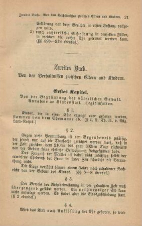 Zweites Buch. Von den Verhältnissen zwischen Eltern und Kindern
