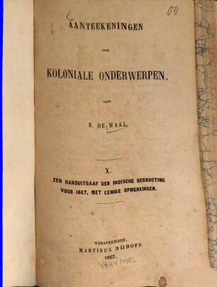 Aanteekeningen over koloniale onderwerpen, 3
