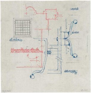 Döllgast, Hans; München, Ferdinand Maria Str.; Wohnhaus Martin Rid - Maueröffnung (Ansicht; Details)