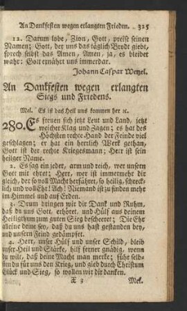 An Dankfesten wegen erlangten Siegs und Friedens