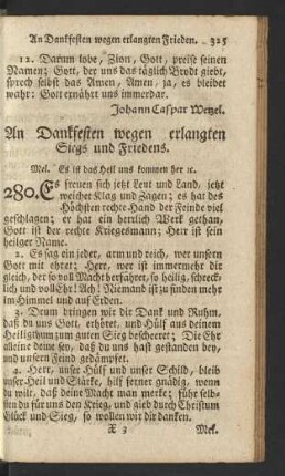 An Dankfesten wegen erlangten Siegs und Friedens