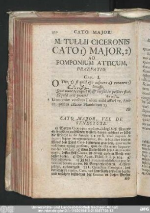 M. Tullii Ciceronis Cato Maior, Ad Pomponium Atticum,