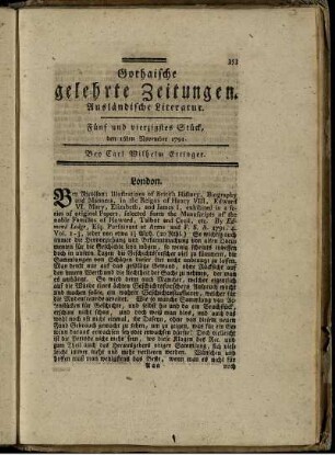 Fünf und vierzigstes Stück, den 16ten November 1791.
