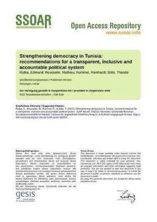 Strengthening democracy in Tunisia: recommendations for a transparent, inclusive and accountable political system