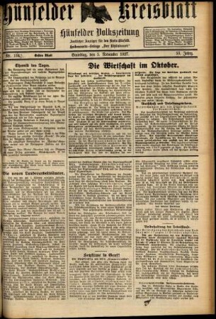 Erste Ausgabe vom Samstag, den 05. November 1927.