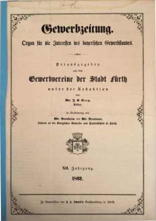 Gewerbzeitung : Organ für die Interessen des bayerischen Gewerbstandes, 12.1862