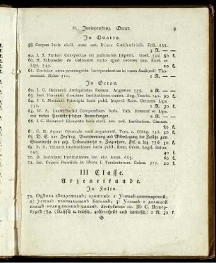 III. Classe. Arzeneikunde.