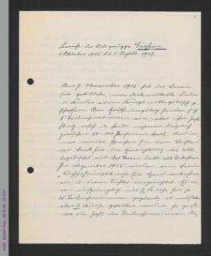 Bericht der Ortsgruppe Gießen - 1. Oktober 1915 bis 1. September 1917