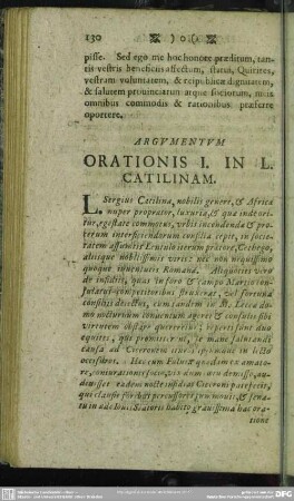 [Oratio I. In L. Catilinam Habita In Senatu]