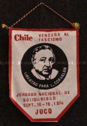 Wimpel, Solidaritäts-Tischwimpel "Freiheit für Chile und Luis Corvalan"
