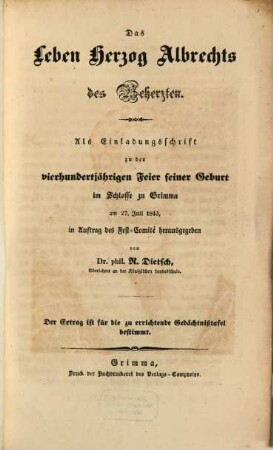 Das Leben Herzog Albrechts des Beherzten