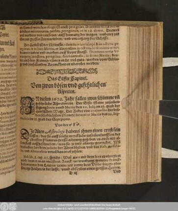 Das Eilffte Capittel. Von zwen bösen und gefehrlichen Aspecten.