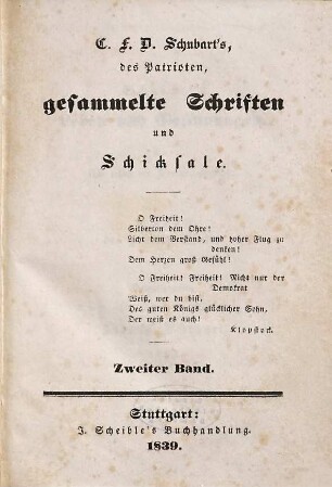 C. F. D. Schubart's gesammelte Schriften und Schicksale, 2. Schicksale, Bd. 2