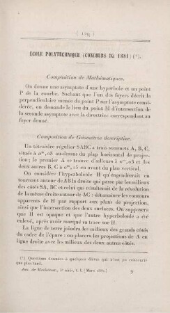 École polytechnique (concours de 1881).