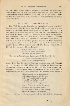 Zu den Regensburger Fastnachtspielen : S.-Abdr. a. Bayerns Mundarten. München 1895