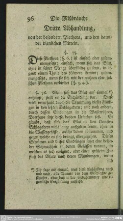 Dritte Abhandlung, von der besondern Plethora, und den dawider dienlichen Mitteln
