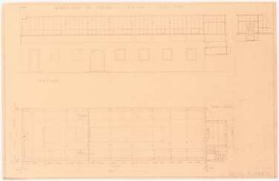 Garten Fraenkel, Berlin-Kladow: Grundriss und Ansichten vom Gewächshaus, 1:50