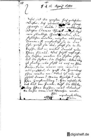 27: Brief von Maria Tugendreich geb. Fromme Gleim an Klamer Schmidt