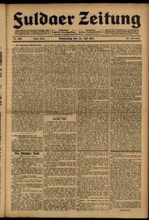 Erste Ausgabe vom Donnerstag, den 24. Juli 1913.