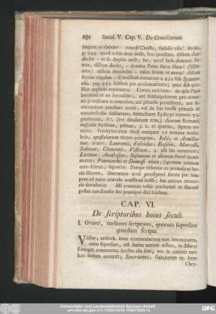 Cap. VI. De scriptoribus huius seculi.