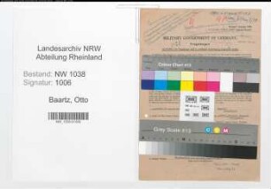 Entnazifizierung Otto Baartz , geb. 01.09.1898 (Bankbeamter)