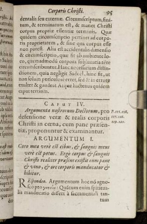 Argumentum I. Caro mea vere est cibus, & sanguis meus vere est potus [...]