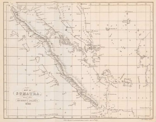 Map of Sumatra and the adjacent islands. 1840