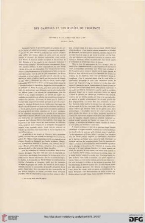 Des galeries et des musées de Florence, [2]: Lettre à M. le Directeur de L'Art