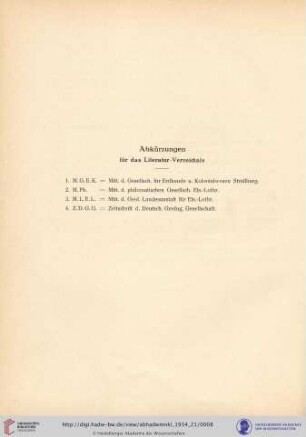 Abkürzungen für das Literatur-Verzeichnis