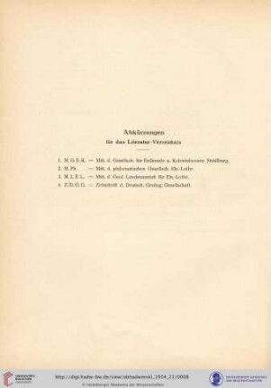 Abkürzungen für das Literatur-Verzeichnis