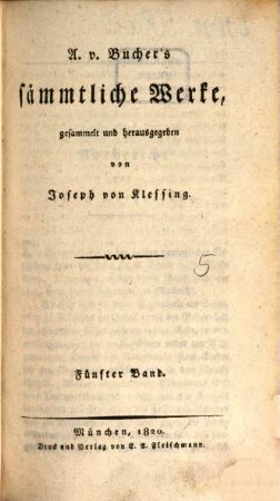 A. v. Bucher's sämmtliche Werke, 5. Pangraz : Geschichte eines Bürgersohnes