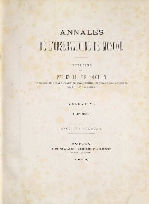 Annales de l'Observatoire de Moscou, 6. 1879/80