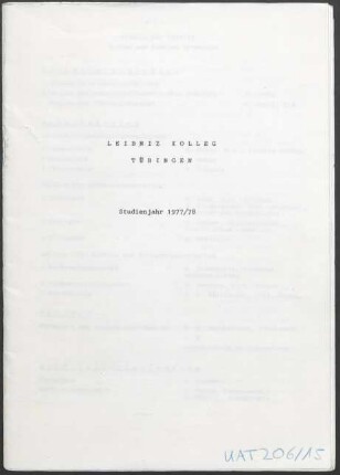 Studienprogramm Studienjahr 1977/78