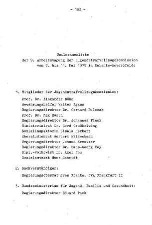 133-134, Teilnehmerliste