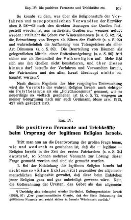 Kap. IV: Die positiven Fermente und Triebkräfte beim Ursprung der legitimen Religion Israels.