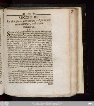 Sectio III. De dimissione punitorum vel poena extraordinaria, vel etiam ordinaria.