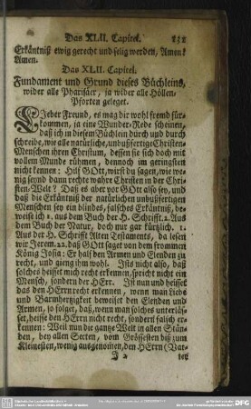 Das XLII. Capitel. Fundament und Grund dieses Büchleins, wider alle Pharisäer, ja wider alle Höllen-Pforten geleget