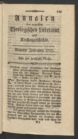 Acht und dreissigste Woche
