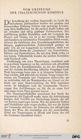 Vom Ursprung der italienischen Komödie