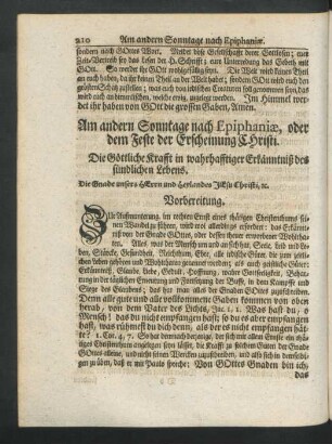 Am andern Sonntage nach Epiphaniae, oder dem Feste der Erscheinung Christi
