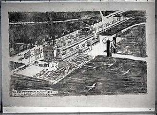 Buchner, Georg W.; München; Festdekoration zum Tag der Deutschen Kunst - Entwurf für Festdekoration am Flughafen (Ansicht)