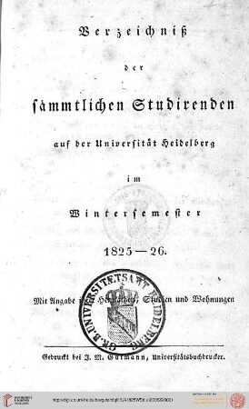 Wintersemester 1825/1826